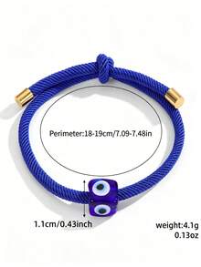 1 pièce Bracelet en corde tressée réglable avec cube œil maléfique pour femmes, bracelets de protection porte-bonheur colorés, bijoux bohèmes d'été de plage, cadeau de fête - Multicolore - Voir 3