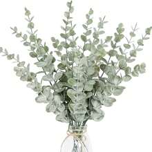 Artificial Eucalyptus Dried Flower Bouquet, Faux Money Tree Eucalyptus Leaves With Foliage Floral Decoration, Suitable For Wedding Decor, Home Vase Arrangement, Wedding Party Decoration, DIY Bouquet Packaging Accessories - Single Eucalyptus Leaf - View 6