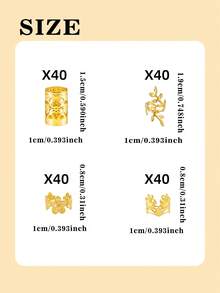 40个/套复古梅花发圈 - 时尚发夹，适合女性和女孩，波西米亚风格 - 发饰，编织发饰，头部饰品，发夹 - 金色 - 查看 10