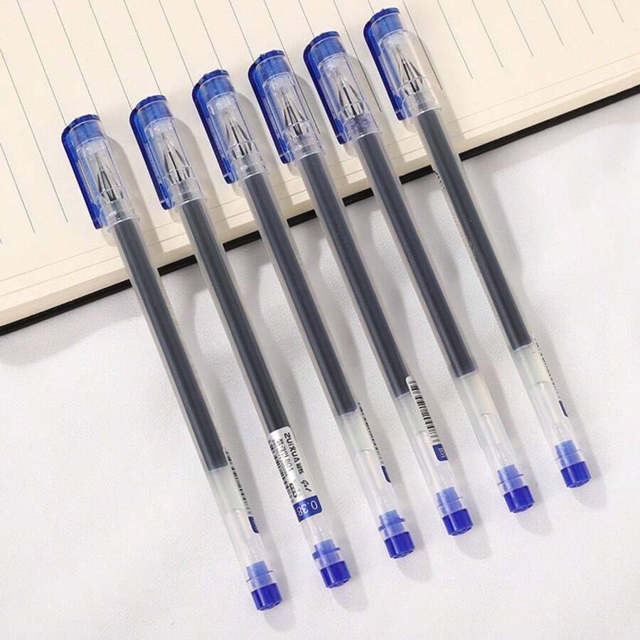 10 buah Pulpen Gel Tinta Cepat Kering Ujung Halus 0,38mm, Pegangan Ergonomis, Cocok untuk Ujian dan Menulis di Kantor