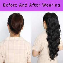 BINF Body Wave Drawstring Ponytail Natural Black Brazilian Virgin Human Hair Ponytail Clip In Hair Ponytail Extensions For Women 8-26 Inch Party Daily Use Easy To Wear - Natural Black - View 4