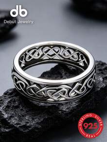 S925 Sterling Silver Unisex Celtic Knot Ring, Infinity Heart-To-Heart Ring, Vintage Hollow Irish Infinity Knot Band, Classic Celtic Wedding Ring Couple Set, Versatile Personalized Jewelry, Gift Box Packaging - Infinite Heart-to-heart Ring - View 6