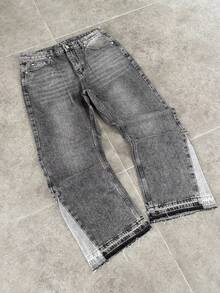 Men's Loose Casual Denim Jeans With Pockets, Daily Wear, Summer Versatile - Black - View 6
