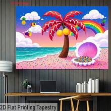2D Flat Banner, 1pc - Candy Beach Adventure, - Banner Backdrop, Suitable For Decoration, Events, Photography Scenes - View 6