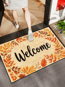 1pc, Autumn Golden Maple Leaf Welcome Pattern Doormat, Seasonal Style Indoor/Outdoor Non-Slip Mat, Machine Washable Polyester Fiber Door Mat, Suitable For Kitchen, Dining Room, Hallway, Bathroom, Bedroom, Outdoor, Entrance, Home Decor, Room Decor, All Seasons - Orange - View 11