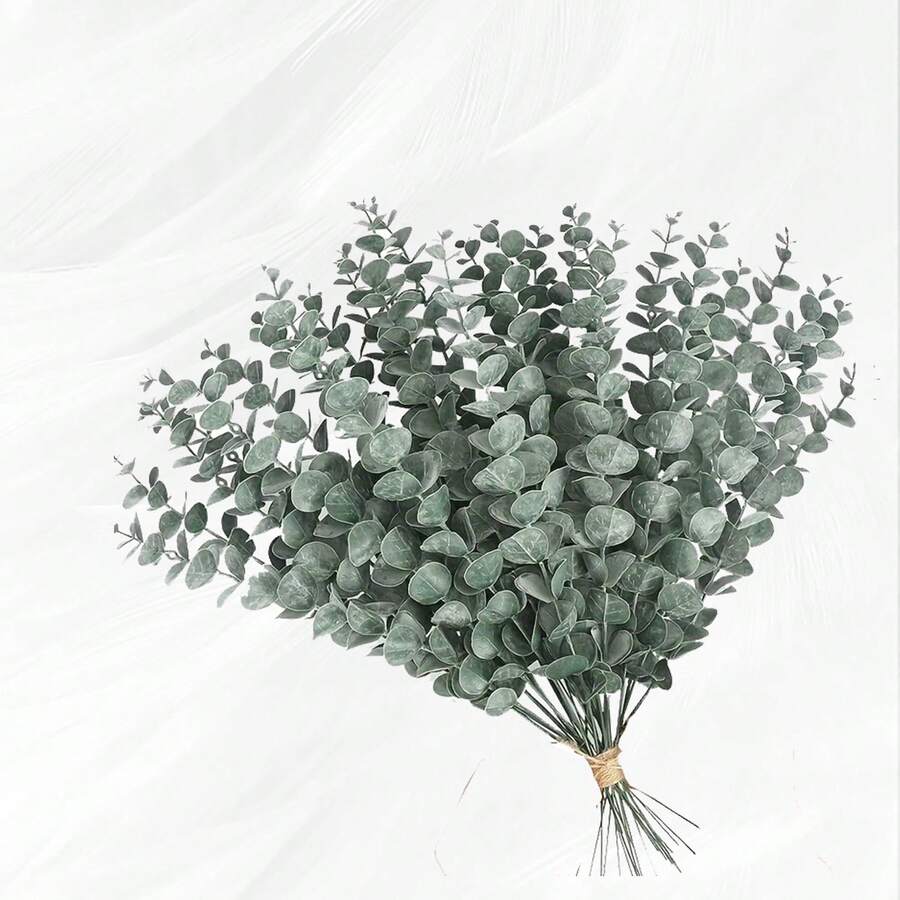 Artificial Eucalyptus Dried Flower Bouquet, Faux Money Tree Eucalyptus Leaves With Foliage Floral Decoration, Suitable For Wedding Decor, Home Vase Arrangement, Wedding Party Decoration, DIY Bouquet Packaging Accessories - Single Eucalyptus Leaf - View 1