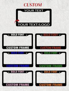 1pc Customized Personalized Metal License Plate Frame, Suitable For License Plate Frame Covers, Car Accessories, Birthday, Wedding, Valentine's Day, Halloween, Christmas, Party, Father's Day, Mother's Day And Other Holiday Gifts - Multicolor - View 2