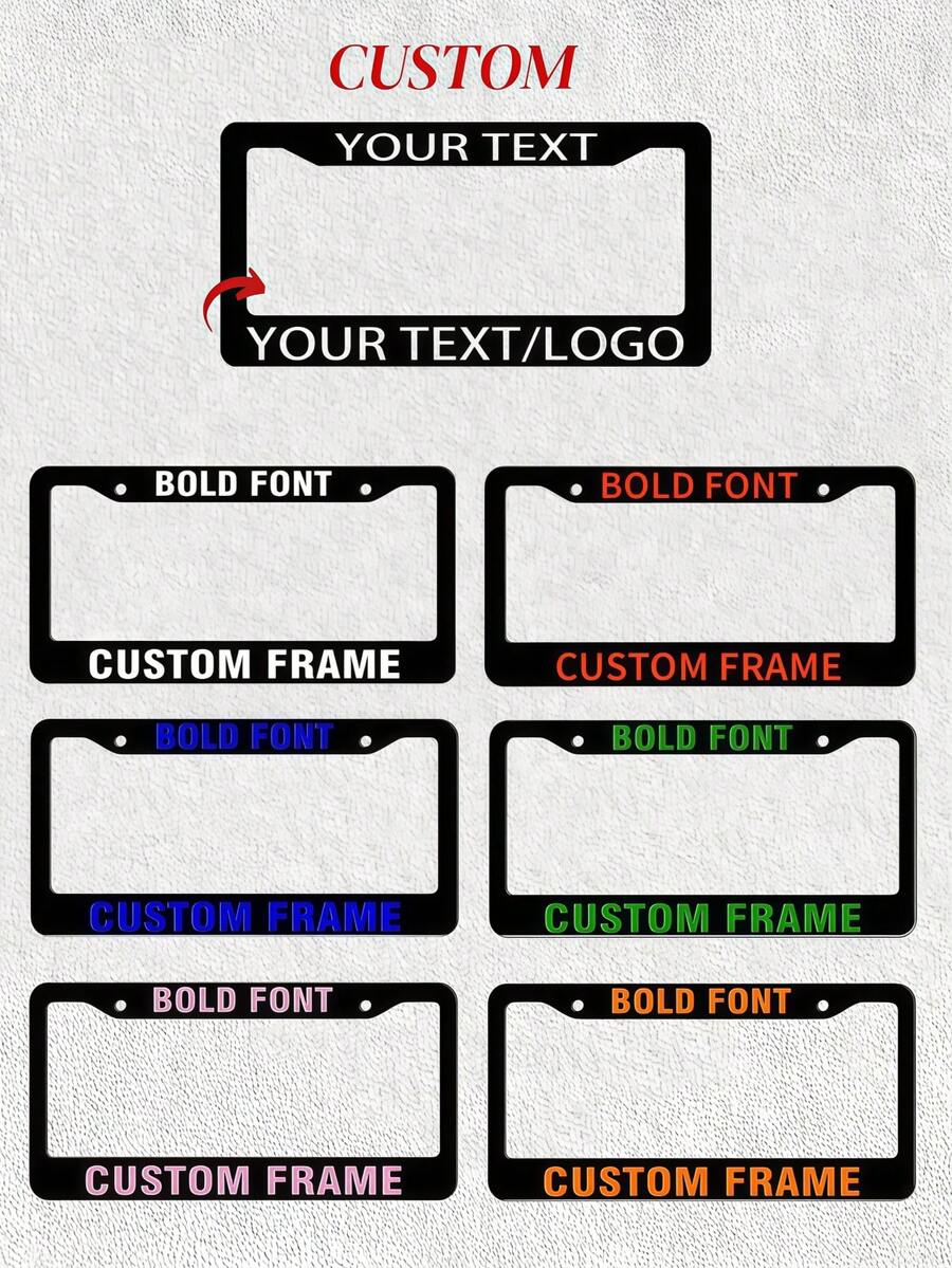 1pc Customized Personalized Metal License Plate Frame, Suitable For License Plate Frame Covers, Car Accessories, Birthday, Wedding, Valentine's Day, Halloween, Christmas, Party, Father's Day, Mother's Day And Other Holiday Gifts