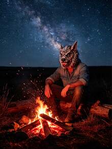 Realistische graue flauschige Werwolf Vollgesichtsmaske, atmungsaktive gruselige Wolfskopfmaske für Erwachsene, geeignet für Halloween-Party, Cosplay, Geisterhaus, Escape-Room Rollenspiel Kostümdekoration - Mehrere Stile - Übersicht 3