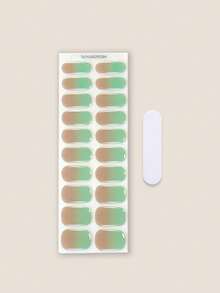 Semi-Cured Gel Nail Stickers 20pcs Long-Lasting Salon-Grade Nail Art Decals Easy To Apply And Remove UV Lamp Compatible - Mint Green - View 3