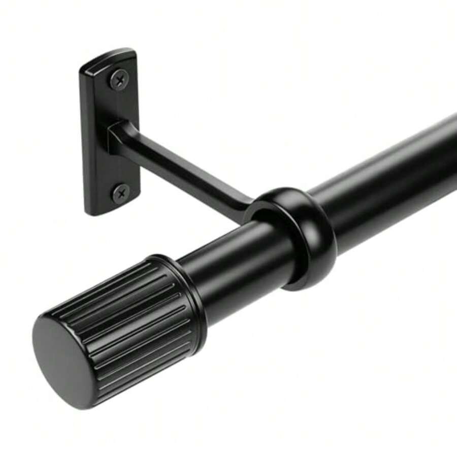 Matte Black Curtain Rods For Windows 48 To 84 Inch, Adjustable Heavy Duty 1" Diameter Curtain Rod With Modern Solid Metal Finials For Outdoor Farmhouse Bedroom Kitchen Living Room - Black - View 1