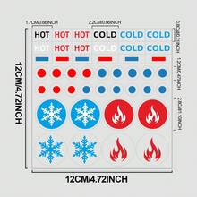 44pcs/Set Hot And Cold Indicator Sticker, Temperature Color Marking With Flame And Snowflake Design, Instantly Distinguish HOT/COLD, Self-Adhesive And Non-Detachable, High-Temperature Resistant. Suitable For Faucets, - View 5