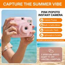 Set Kamera Instan Popoto, Termasuk Cermin Selfie untuk Potret Diri, Pencitraan Optik, Pengoperasian Sekali Klik, Cocok untuk Pemula, Gaya Film Klasik, Abadikan Momen Tak Terlupakan Liburan Pantai dan Musim Kembali ke Sekolah (Baterai Tidak Termasuk) - View 4