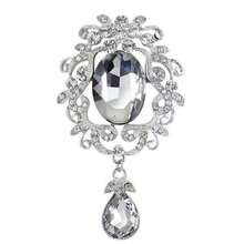 Vintage Rhinestone Crystal Water Drop Brooch Christmas Gift - Multicolor - View 3