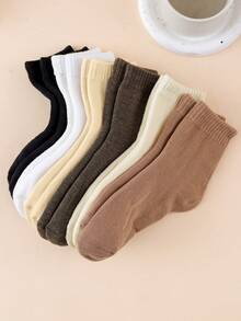 1 Par/6 Pares de Calcetines de Media Caña Otoño/Invierno, unicolor con Forro Grueso y Cálido, Calcetines de Suelo Esponjosos y Suaves, Color Aleatorio, Adecuados para Mujeres y Mejores Amigas - Multicolor - Ver 5