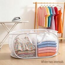 Classic Horizontal Divided Laundry Basket, 2-Compartment Multi-Function Ironing & Washing Basket, Home & Dorm Clothing & Sundries Storage Bin, Multiple Colors Available - View 5