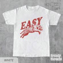 Easy Tiger Shirt, Retro Boho-Shirt, Unisex Ästhetisches Shirt, Oversized Graphic Tee, Hippie-Kleidung,-Shirt, Tiger-Grafik--Shirt - Farbe 2 - Übersicht 3