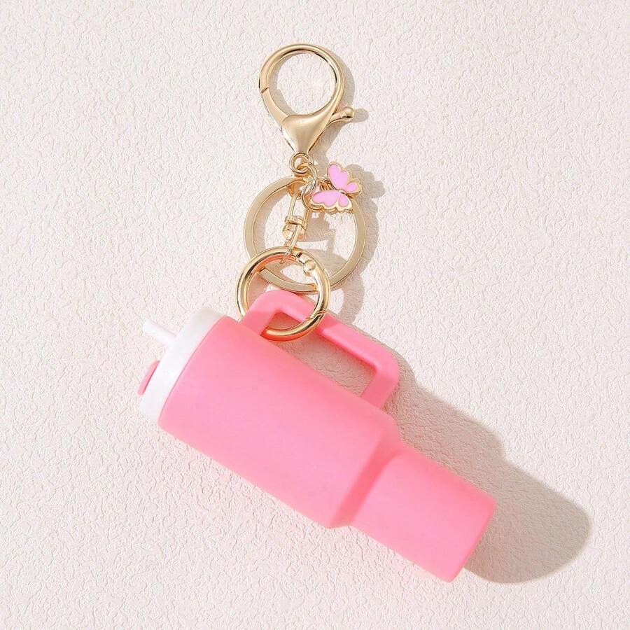 Cup Mini Tumbler Keychain Accessories Cute Cup Keychain With Flower Purse Handbag Backpack For Women School Car Accessories Goth - Multicolor - View 1