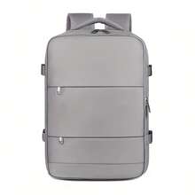 Men's Backpack, Solid Black Minimalist Business Daypack, Multi-Layer Laptop Compartment, For Office Business Trip Daily Commute - Multicolor - View 12