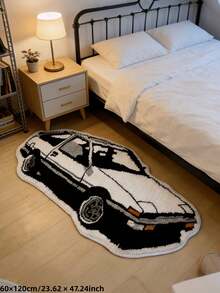 1 pieza, Nueva llegada 2026, Alfombra de tira larga asimétrica de coche deportivo clásico japonés, Perfecta para dormitorio, decoración de sala de estar, alfombra decorativa, decoración de dormitorio, alfombra pequeña, alfombra, decoración del hogar, alfombra de sala de estar, alfombra pequeña de sala de estar, alfombra de dormitorio, decoración del hogar de sala de estar, alfombra de exterior, alfombra lavable - Multicolor - Ver 3