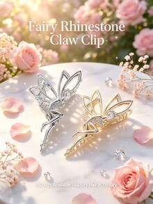 Elven Rhinestone Hair Claw, Hollow Wing Elf Hair Claw, Shiny Crystal Metal Hair Claw, Elegant Luxury Women's Hair Accessory, Suitable For Wedding, Party, Daily Hairstyle Matching, Available In Silver And Gold - Multicolor - View 4