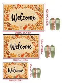 1pc, Autumn Golden Maple Leaf Welcome Pattern Doormat, Seasonal Style Indoor/Outdoor Non-Slip Mat, Machine Washable Polyester Fiber Door Mat, Suitable For Kitchen, Dining Room, Hallway, Bathroom, Bedroom, Outdoor, Entrance, Home Decor, Room Decor, All Seasons - Orange - View 4