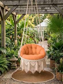 奢華吊椅坐墊 柔軟觸感 高密度填充 極致舒適加厚座墊 - 橘色 - 查看 1