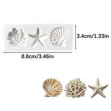 1pc Mini Ocean Style Shell Coral Starfish Silicone Mold, 3-Cavity Ocean Birthday Decoration DIY Handmade Mold - 1 Mold Bessan Star - View 6