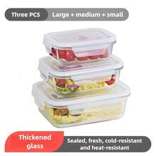 1040ml High Borosilicate Glass Lunch Box With Lids, 2 Compartment Bento Food Storage Container, Microwave & Refrigerator Meal Prep Containers, Easy Clean Kitchen Storage Organizer, Snack Box For Office, School, Picnic & Camping - Clear - View 15