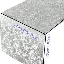 1/2pcs 28*275cm 11.02*108.27inch New Organza Branch Pattern Foil Stamped Table Runner, Gold/Silver Vintage Table Decor For Dinner Party - Multicolor - View 5