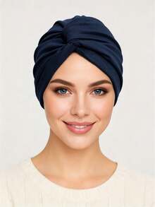 CONFLASS Solid Color Twisted Knit Headscarf, Elastic Pre-Tied Headwrap, Soft Muslim Hijab, Chemotherapy Head Cover, Women's Daily Sleep And Muslim Wear - Multicolor - View 14
