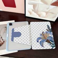 1件油畫百合印花平板保護殼，相容 iPad Air 6/5/4 & 10 (10.9 吋) - 相容 iPad Pro 2024、Air M3/A16 2025，相容 Galaxy Tab S9 FE/S8 Plus/S7/S10，相容 OPPO Pad，相容 MatePad，相容 Vivo Pad，相容 Honor Pad，相容 Pad - 彩色 - 查看 3