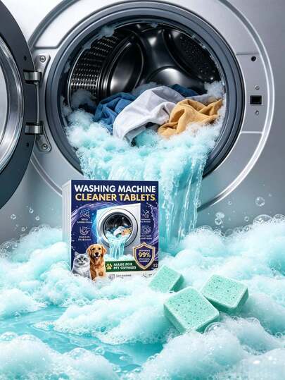 Washing Machine Cleaning Tablets, Suitable For Front-Load And Top-Load Washing Machines Deep Cleaning, Effectively Remove Limescale And Odors, Quick Foaming, Long-Lasting Freshness, With Lemon Scent. Washing Machine Cleaner, Randomly Shipped New And Old Models.