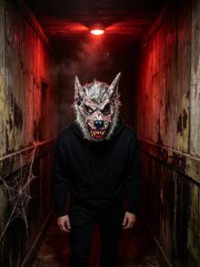 Realistische graue flauschige Werwolf Vollgesichtsmaske, atmungsaktive gruselige Wolfskopfmaske für Erwachsene, geeignet für Halloween-Party, Cosplay, Geisterhaus, Escape-Room Rollenspiel Kostümdekoration - Mehrere Stile - Übersicht 2