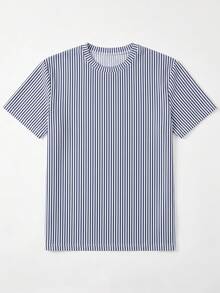 Men's Summer Round Neck Casual T-Shirt Loungewear Top - Blue - View 3