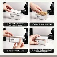 1pc Dustproof Minimalist Press Pop-Up Toothpick Organizer Transparent Square Single Hole Toothpick Holder Portable Storage Box Ideal For Dining Room Kitchen Counter Coffee Bar Bathroom Vanity Daily Use - View 3