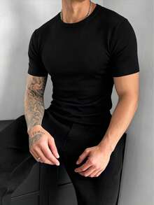 ZYNTH BALENO Men's Summer Fashion Crew Neck Short Sleeve Sweater, Suitable For Gym Sports, Cycling, Running - Black - View 4
