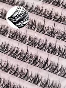 100 Pcs Self-Adhesive, Reusable, Glue-Free, Natural Looking, Suitable For Beginners False Eyelash Clusters, Individual False Eyelashes, False Eyelashes - C - View 2