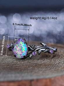 Juego de 2 anillos hermosos de circonita cúbica, adecuados para que las mujeres los usen, adecuados para boda, compromiso, fiesta de aniversario, regalo del Día de San Valentín - 1# - Ver 5