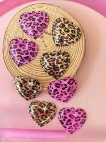 Fashionable Charming Alloy Leopard Print Heart Pendant, Pink And Gold Large Leopard Heart, Suitable For Jewelry Making, Earrings, Necklaces, Bracelets, Bag Charms, Keychains, Perfect For Summer Beach Vacation Accessories, Gift For Friends, Very Charming Jewelry Making Material - Multicolor - View 2