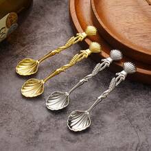 [Ocean Breeze Series] Elegant Shell Coffee Spoon 4pcs Set, Suitable For Beach Wedding Table Decor, Exquisite Dessert Appetizer Stirring Spoon, Cute Teaspoon Gift - View 7