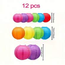 16pcs/14pcs/12pcs Hanging Colorful Paper Lanterns, Multicolor Round Foldable Paper Lanterns, Suitable For Weddings, Baby Showers, Birthday Parties And Garden Decoration, Collapsible Design - Colorful Paper Lanterns - View 8