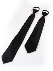 JK Uniform Black Tie Unisex Solid Color No-Knot Suit Shirt Accessory College Style No-Knot Tie - Multicolor - View 8