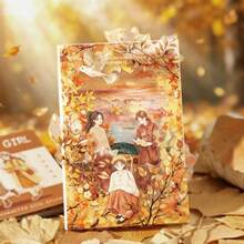JotBox Caramel Girl Hand-Drawn Character Coil Sticker Book, Vintage Die-Cut Large Quantity Autumn Outfit Planner Scene Decorative Stickers School Supplies - Caramel Girl Character Sticker Book - View 9