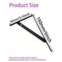 8pcs 6 Inch Shelf Brackets, Black Triangle Brackets, 150x90mm Heavy Duty Wall Mount L-Shaped Brackets With 90 Degree Triangle - A - View 2