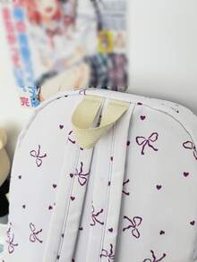 3-Piece Back To School Backpack Set - Heart & Bow Pattern Large Capacity Backpack + Lunch Bag + Pencil Case Multi-Pack, With Laptop Compartment, Adjustable Shoulder Straps And Spacious Multi-Pockets - Lightweight Portable Zipper Bag, Suitable For Students/Teenagers/Graduates, Perfect For Outdoor/Travel/Middle School/High School/College, Essential College Backpack - 2327 - View 12