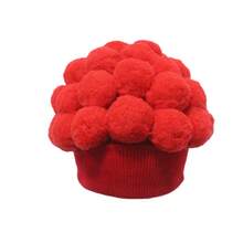 Hat, Knitted Yarn Hat For Spring And Autumn, Joke Hat, Flower Vegetable Brain, Funny Broccoli Pom-Pom Versatile Warm Hat - Red - View 2