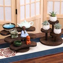 Rak Pajangan Cangkir Teh Kayu Solid Gaya Cina, Bertingkat, Dekorasi Vintage untuk Meja, Tempat Penyimpanan Set Teh dan Teko di Rumah - MultiWarna - View 6