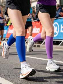 1 Pair Silicone Non-Slip Calf Compression Sleeves, High Elasticity Breathable Leg Support, Suitable For Running, Jump Rope, Marathon Sports - Multicolor - View 7