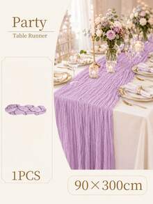 Light Purple Crinkled Gauze Table Runner, Soft Sheer Cheesecloth Fabric Table Runner (22 X 118 Inches / 10 Ft), Pack Of 1/6/10, Boho Rustic Wedding Table Decor For Party, Birthday, Baby Shower, Holiday Banquet, Home Dining Centerpiece Decor - Purple - View 9